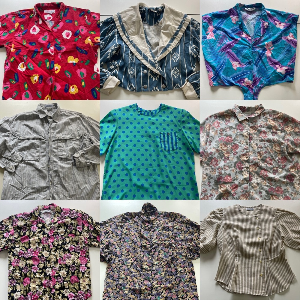 20 vintage eighties boxy hyper color women’s blouses